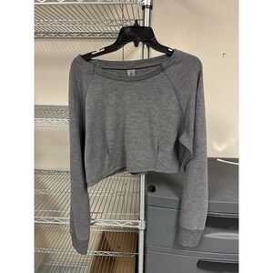 Mono B Grey Cropped Sweater Pullover Sweatshirt Thin polyester women's large